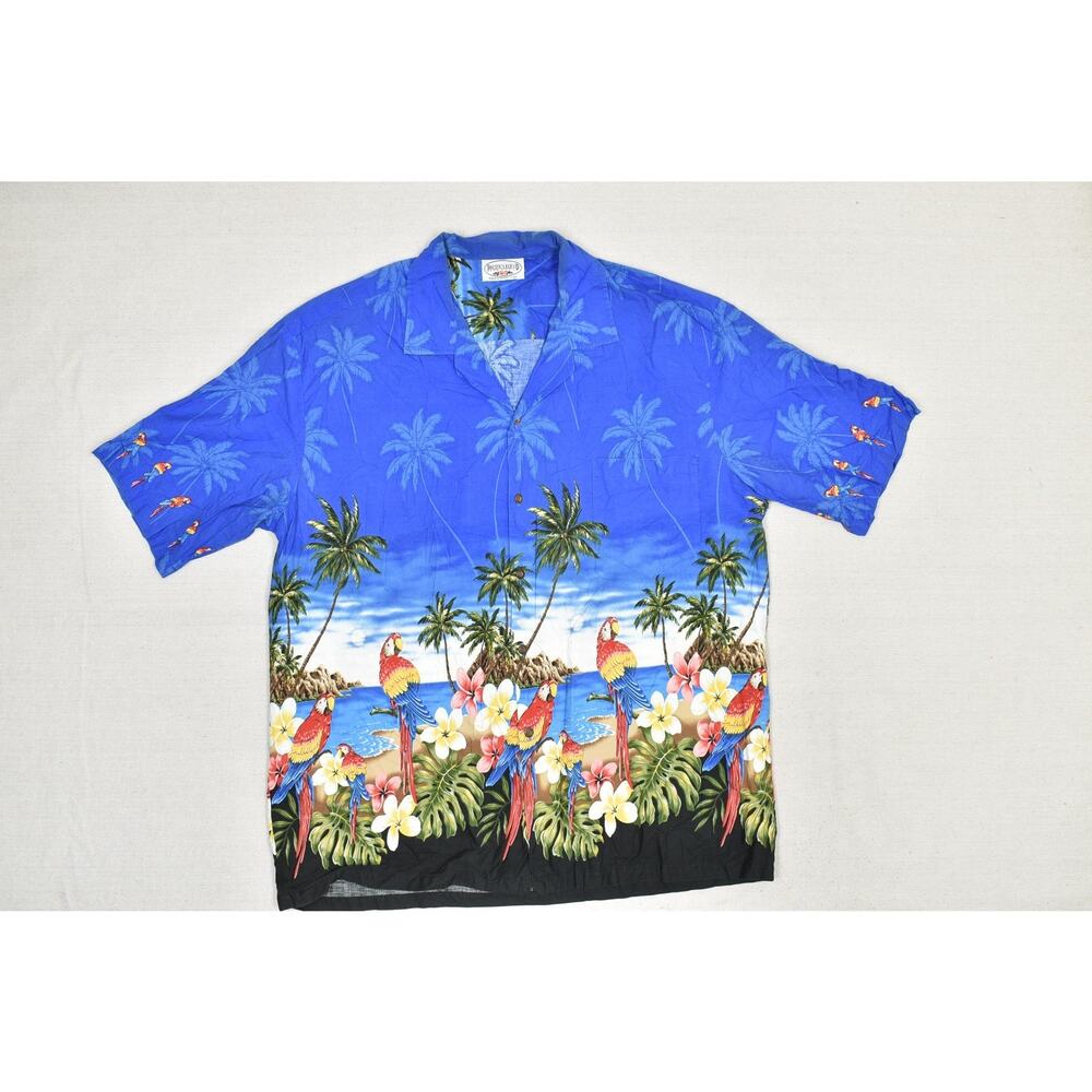 Pacific Legend Men's Regular Size M Blue Hawaiian Button Up Shirt - Picture 3 of 8